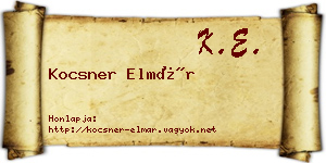 Kocsner Elmár névjegykártya